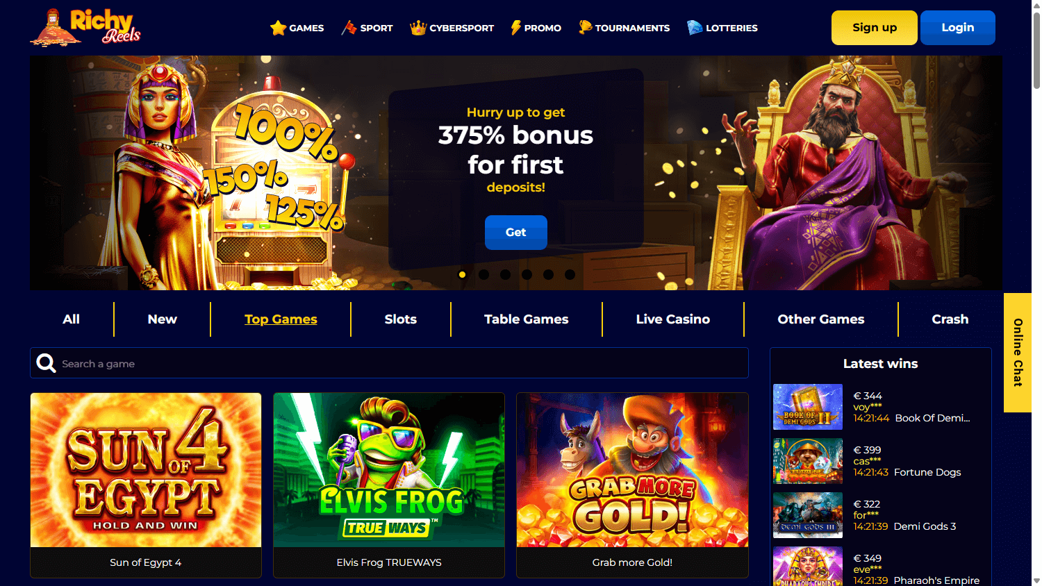 Richy Reels Casino Desktop screenshot